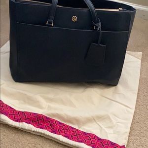 Tory Burch Authentic Navy Blue Tote Bag.